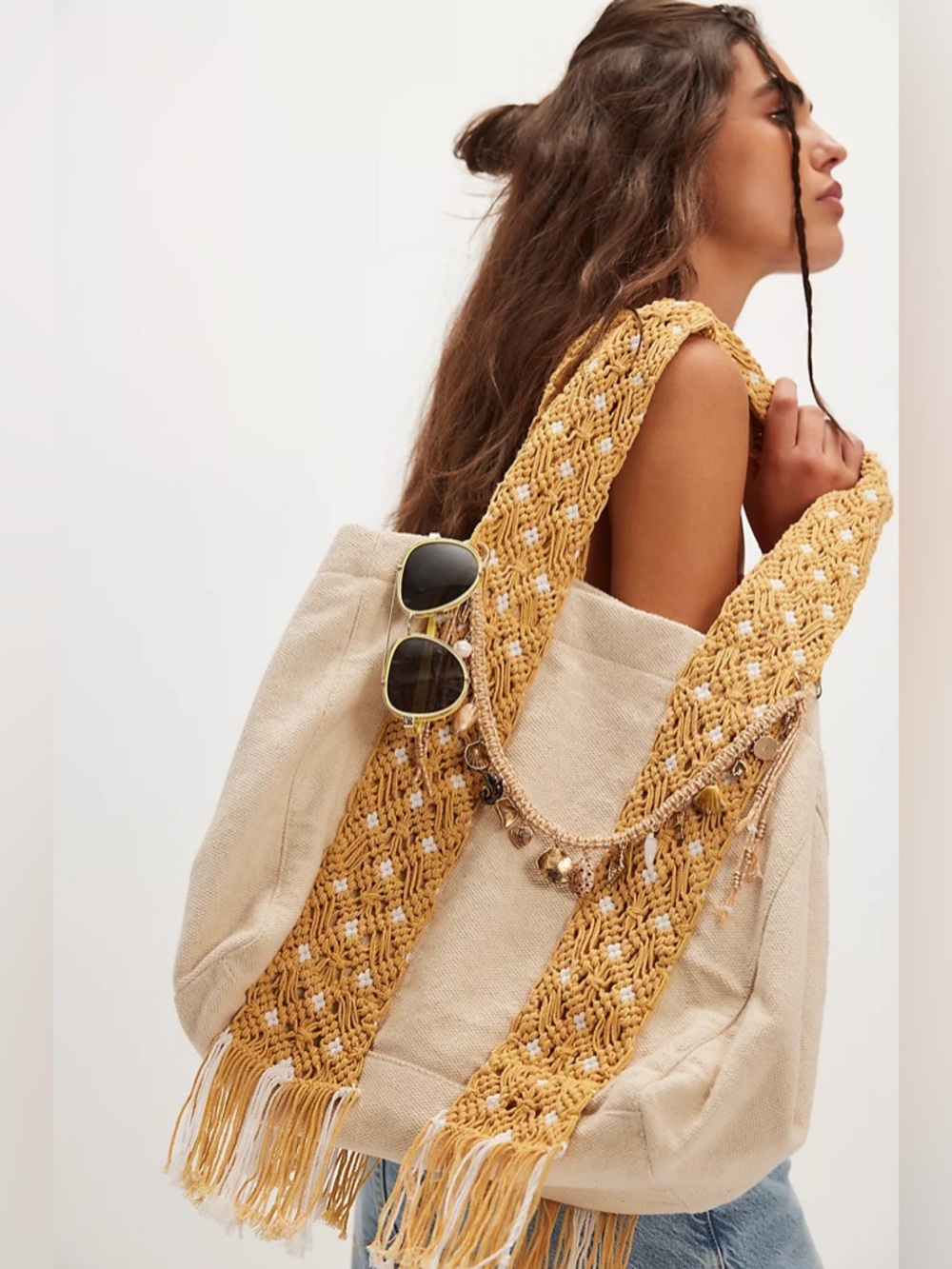 Free People Mia Macrame Strap Tote